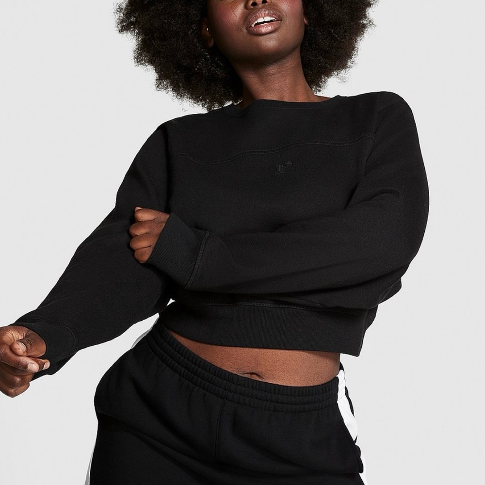 PINK Victoria's Secret Black Crew Neck Sweatshirt large new with tags